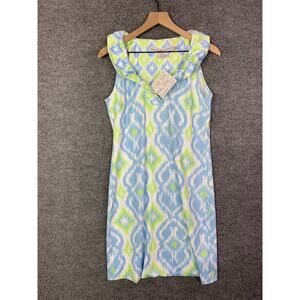 NWT $170 Gretchen Scott Kitt Ikat Ruffleneck Sleeveless Dress Size Small